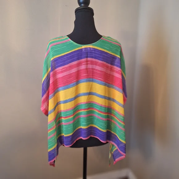 Show Me Your Mumu USA Colorful Striped Sheer Top Or Cover Up - Picture 3 of 15